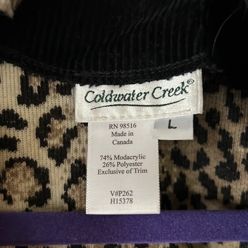 Coldwater Creek Faux‎ Fur Leopard Print Vest, Sz Large - Picture 6 of 9